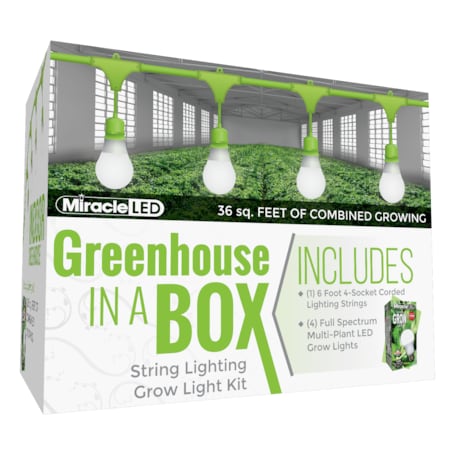 Miracle Led 4-Socket Greenhouse in a Box Grow Light Kit- Full Spec. 12W Replace 150W Grow Bulbs 802258